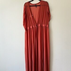 Torrid Coral Pleated Maxi Dress Swim Cover Up